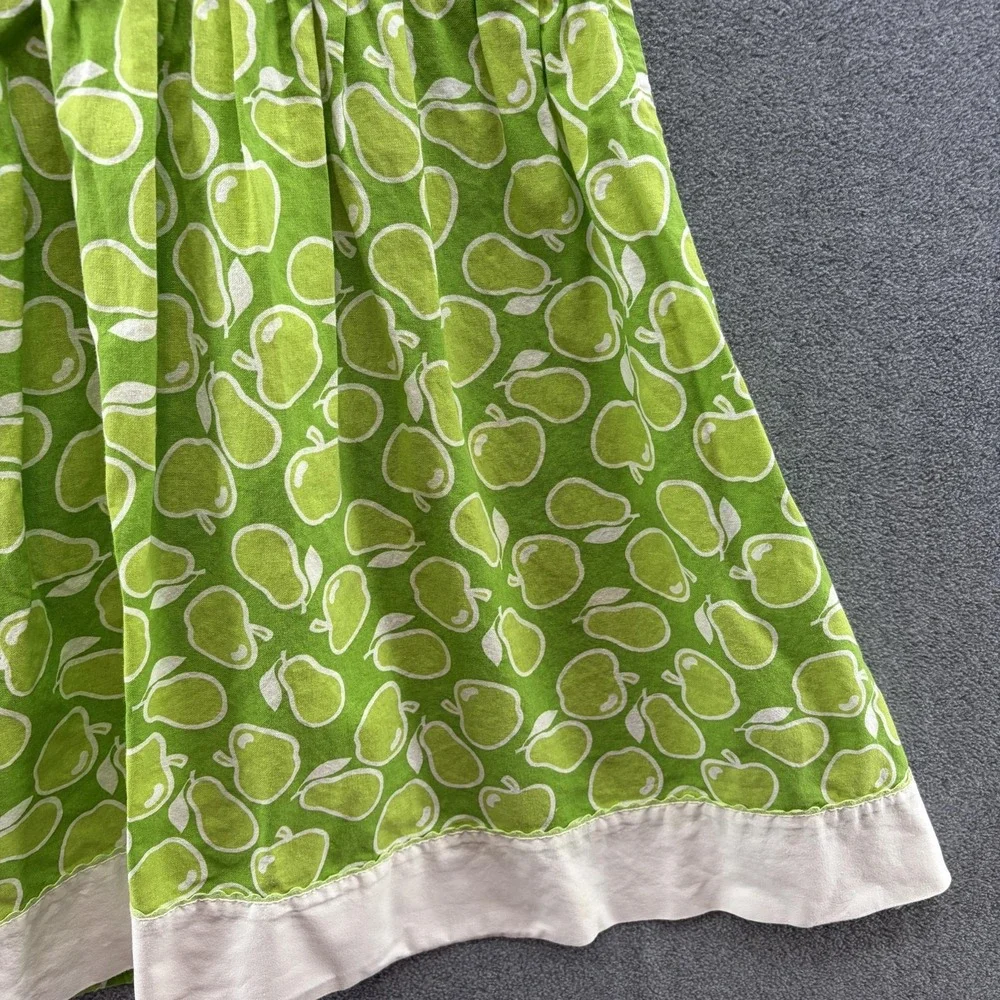 Green Fruit Apron Womens OS Apple Pear Print Ruffle Pocket Retro Rockabilly
